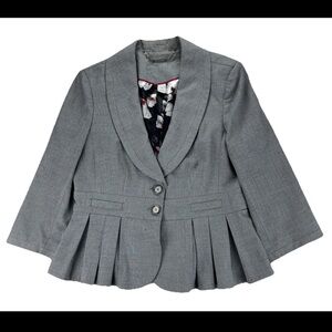 White House Black Market Womens Blazer Gray Floral Sz 12 Office Business Viscose